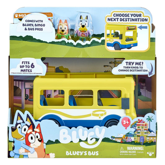 Bluey Bus, Bus Vehicle and Figures Pack with Bluey and Bingo, 2.5-3 inch Figures